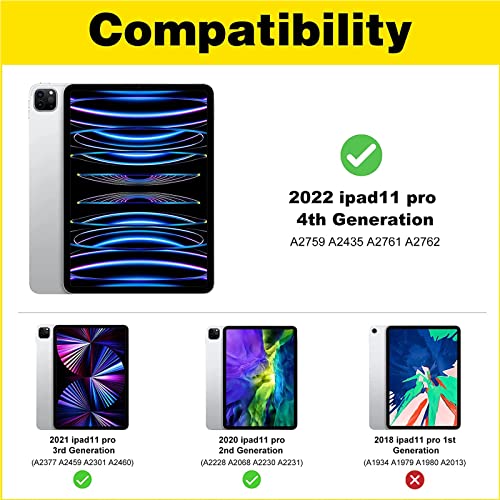 ProCase 2+2 Pack Screen Protector for iPad Pro 11 4th 3rd 2nd 2022 2021 2020 with Camera Lens Protector - Image 2