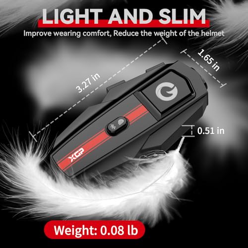 Xgp Motorcycle Bluetooth Headset V5.2 With Music Sharing, 2-Way Motorcycle Helmet Bluetooth With Ip67 Waterproof, Helmet Intercom Communication Systems With Hi-Fi Speakers For Snowmobile/Atv thumb #1