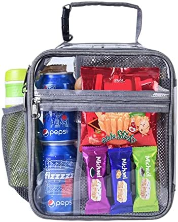 Oraben Stadium Approved Clear lunch Bag, Multi-Purpose Lunch Bag Portable Lunch Bag Clear Bag Lunch Box for Men, Adults, Women, Children (Grey)