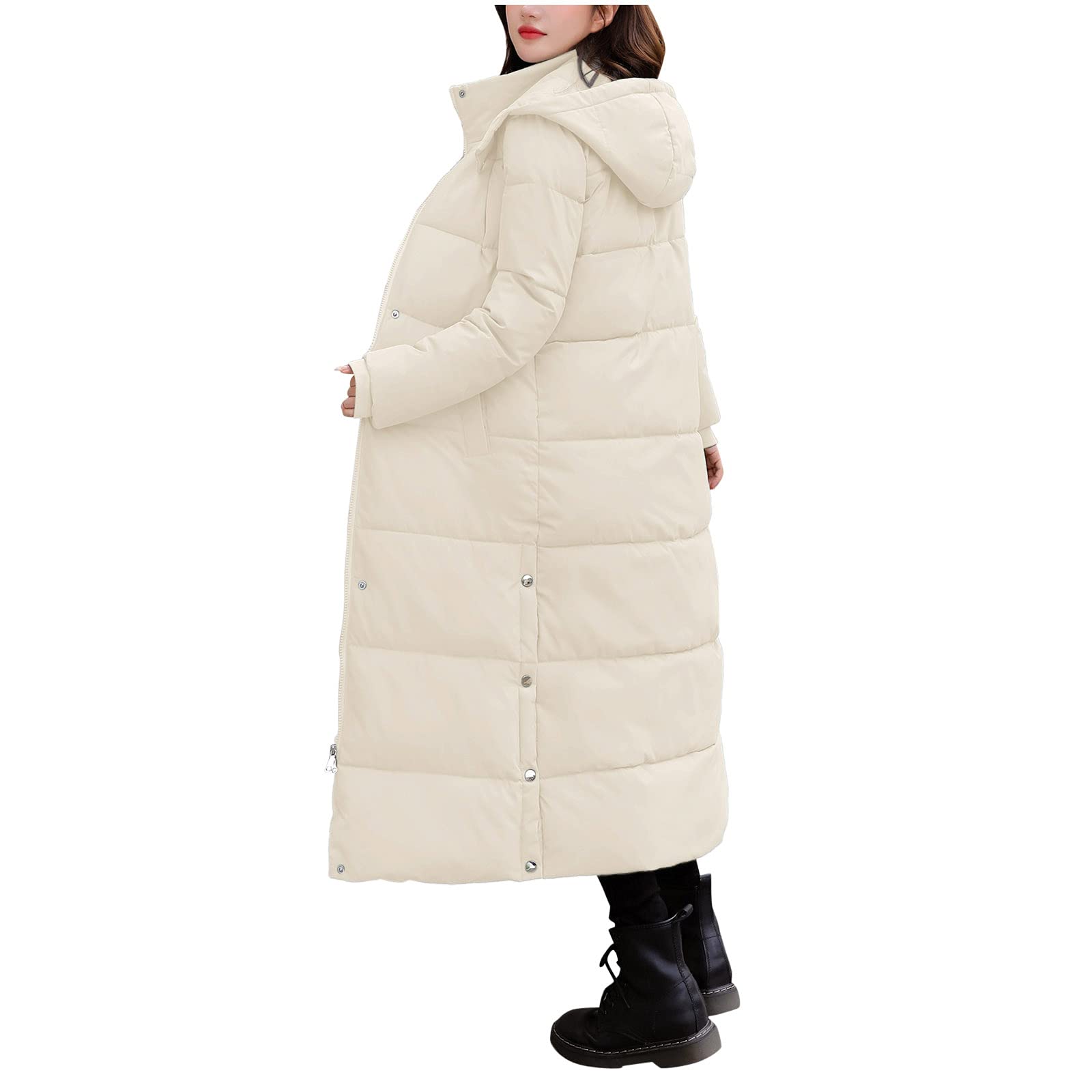 Giacca Invernale Donna Lunga Giacca Donna Cappotti Invernali Caldi Da Tinta Unita Cappotto Elegante Alla In Cotone Addensato Trapuntato Piumino Lungo Da Cappottino Invernale