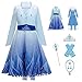 New front Principessa Carnevale Chiffon Festival Costume Elsa Blu Abito Vestito Bambina Cosplay Abiti Gonna Cappotto Pantaloni Corona Bacchetta Magica Orecchino Collana Guanti Squillare