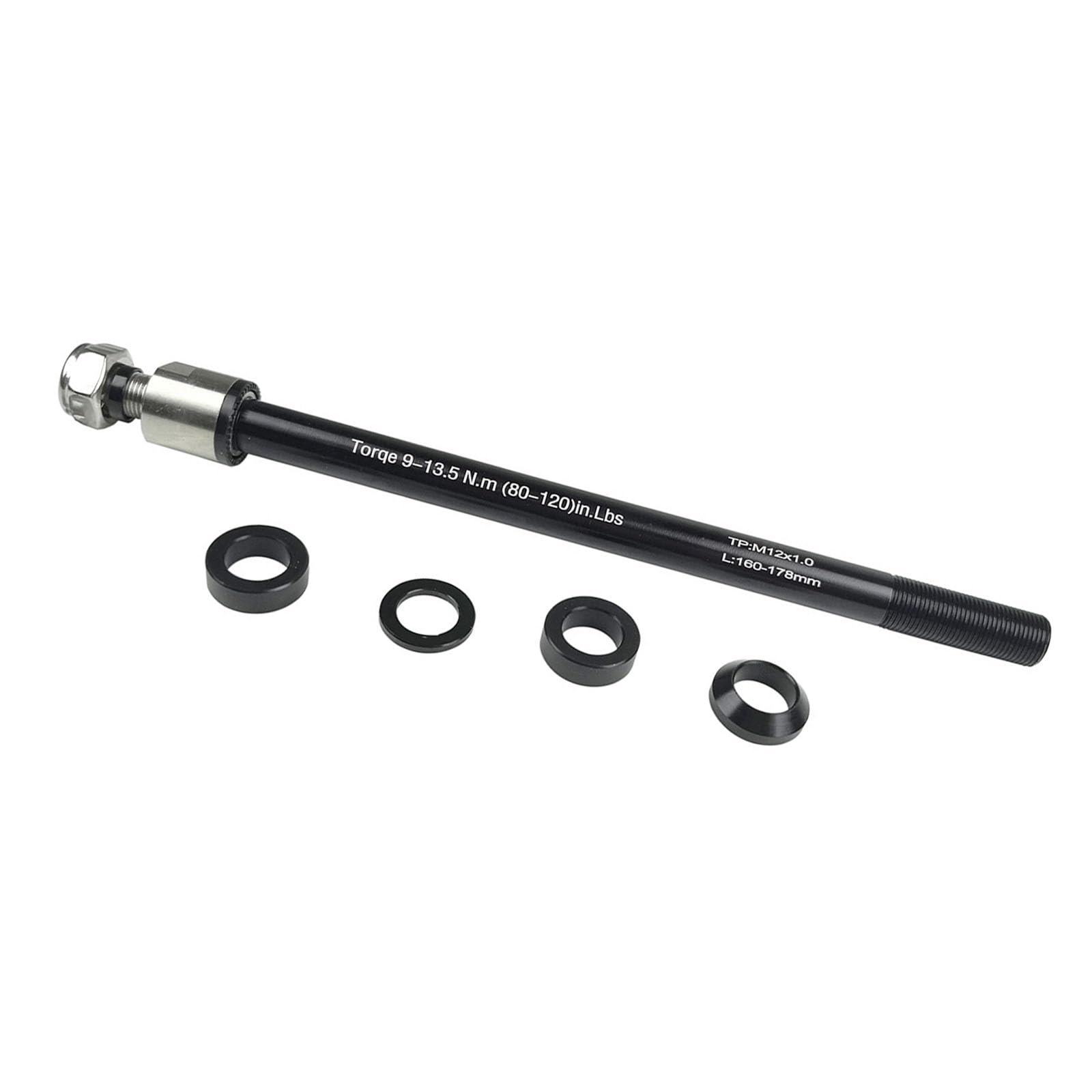 Adattatore per asse a innesto M12 x 1,0 mm, 160 – 178 mm, lunghezza regolabile asse per bicicletta, adattatore per asse per rimorchio bicicletta, compatibile con la maggior parte delle MTB