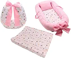 Kit Berço Bebê, Ninho Redutor, Almofada de Amamentação, Trocador, Menino e Menina (Fox)