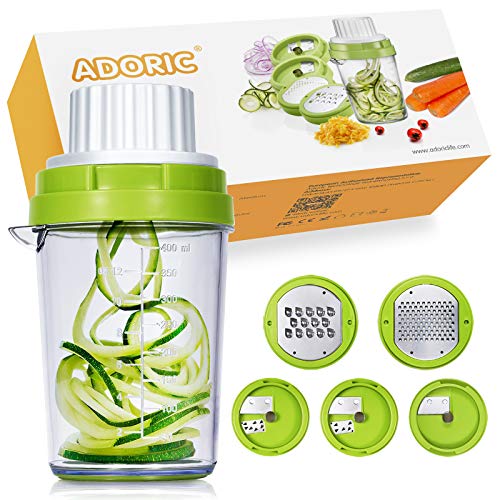 Spiralschneider NEU 5 in 1 Küchehelfer 2020 Gemüse Spiralschneider, Gemüse Reibe Gemüsehobel für Karotte, Gurke, Kartoffel,Kürbis, Zucchini,