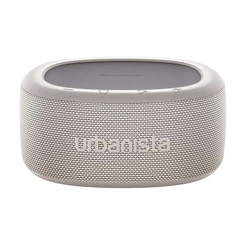 Urbanista Malibu Small Solar Bluetooth Speaker, 20W Wireless Portable Speaker, Infinite Playtime, IP67 Waterproof Speaker for Outdoor, Travel, Dual Pairing Speakers for iPhone, Samsung & More, Grey