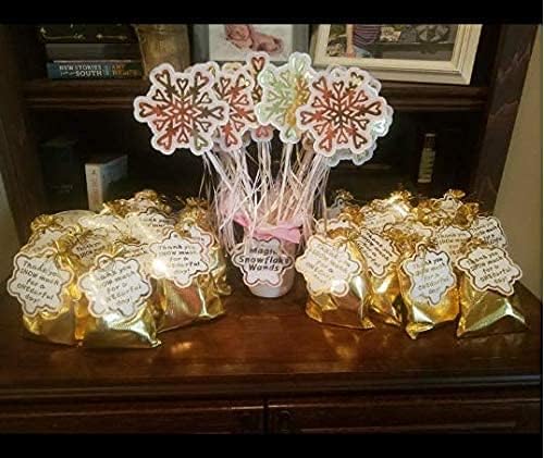 Pack of 100 5"x 7" Heavy Duty Gold Drawstring Bags With Tags, Organza Jewelry Pouches Wedding Party Christmas Favor Gift Candy Chocolate Bag (5"x7", Big Gold New) - Image 3