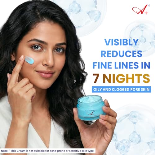 Image of A+ Seaweed Night Face Cream for Glowing & Radiant Skin | Anti-Aging Moisturizer for Men & Women | Reduces Wrinkles, Fine Lines & Dullness | Hydrating Cream for Oily & Combination Skin, 50g