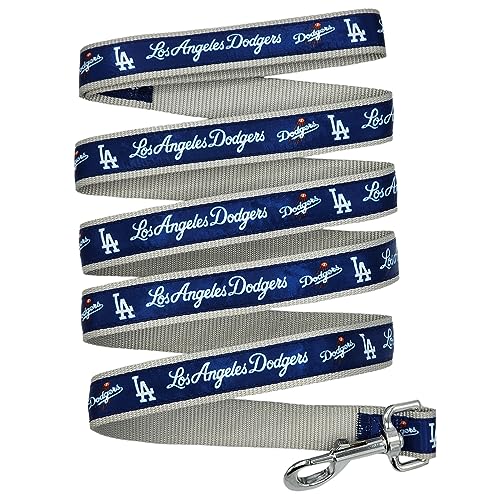 MLB PET Leash, Large, Los Angeles Dodgers Dog, Baseball Team for Dogs & Cats. A Shiny & Colorful Dog & Cat Leash with Emboridered Team Name/Logo Licensed by The MLB