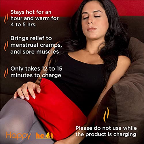 Electric Heating Pad, Rechargeable Hot Water Bottle for Pain Relief, Hand Hot Pack, Cordless Heat Compress, Wearable Warm Water Pad, Reusable Hot Water Bottles- Red