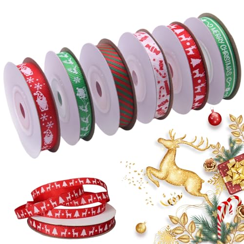 Ruban de Noël pour Décoration, Emballage Cadeau, Artisanat et Vacances d'Hiver - Ruban Tissu Décoratif