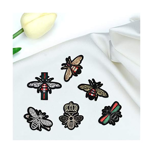 PGMJ 24 Pieces Cute Insect Patches Applique Sew Iron on Embroidered Sewing Iron on Bees Patches Sewing Patch Bags Jackets Jeans Clothes Caps - Image 6