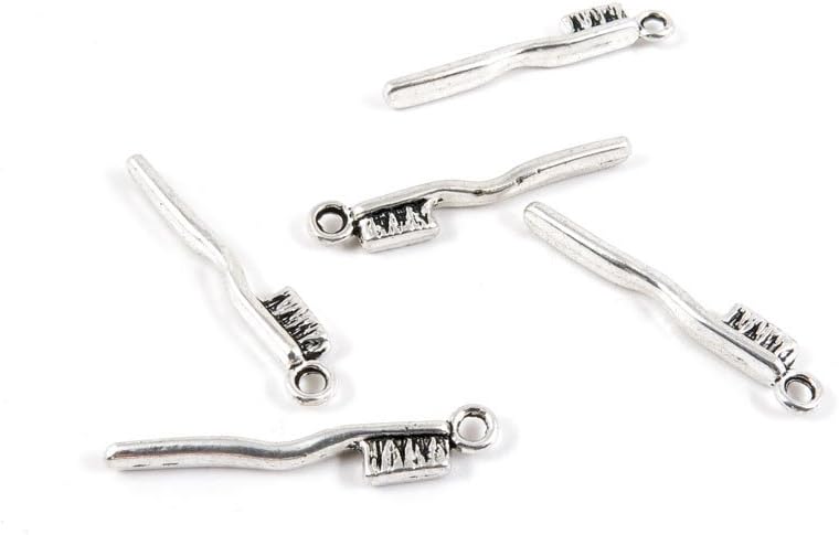 470 Pieces Antique Silver Tone Jewelry Making Charms Q5FW8 Toothbrush Tooth Brush Pendant Ancient Findings Craft Supplies Bulk Lots