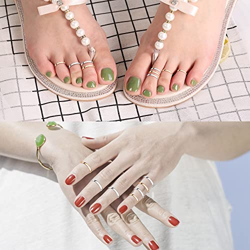 Mjust 14Pcs 1Mm Stainless Steel Women's Plain Band Knuckle Stacking Midi Toe Rings Comfort Fit #TOP4