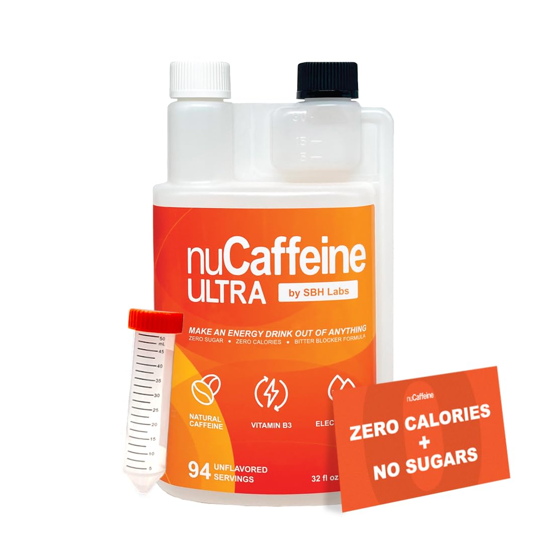 nuCaffeine Ultra | 94 Servings | Caffeine from Coffee Beans + Vitamin B3 + Electrolytes | Includes Handy to-go Tube | Transform Any Drink into an Energy Drink! | No Carbs, No Sugars, No Calories