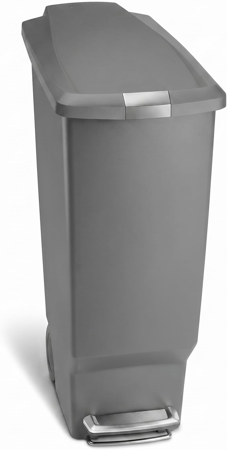 simplehuman 40 Liter / 10.6 Gallon Slim Kitchen Step Trash Can With Secure Slide Lock, Grey Plastic