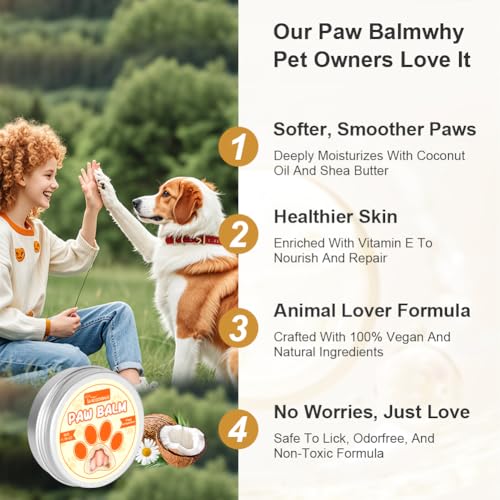 Aomig Pfotenbalsam Hunde Katzen Pfotenpflege mit Natürliche Beruhigende Pfotenschutz Hund Nase Creme Pflegecreme Hundepfoten Rissig Trocken Juckend Empfindlich Wundheilung Schutz Herbst Winter (50g)