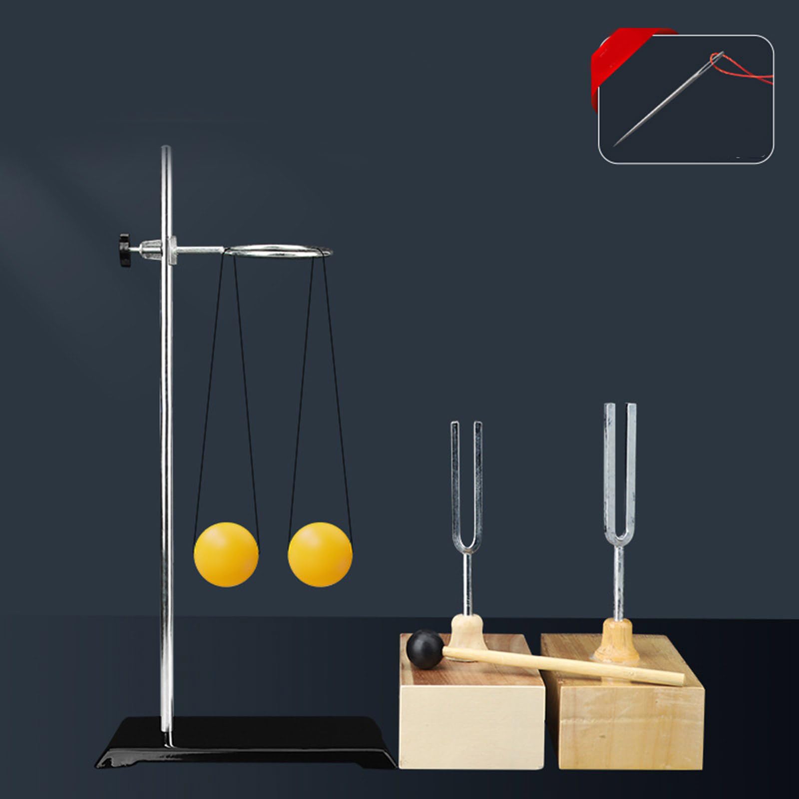Set di auricolari sonori con doppie forchette d'accordatura da 440 Hz e scatola in legno per la formazione del laboratorio di fisica