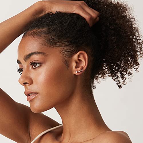 Pavoi 14K Rose Gold Plated Sterling Silver Post Climber Arrow Ear Crawler Pearl Earrings Set #TOP1