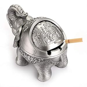 BSTKEY Windfester Vintage-Aschenbecher mit Deckel – Elefanten-Form, Tisch-Aschenbecher, für drinnen und draußen, Retro…