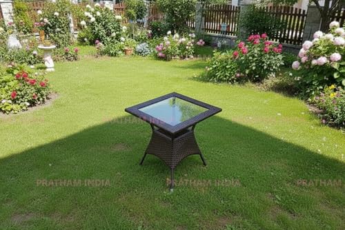 Image of India Outdoor Indoor Patio Set Bistro Set Wicker Chair Patio Set for Living Room Dining Room Lawn Balcony Outdoor Garden Chair Set with Glass Table