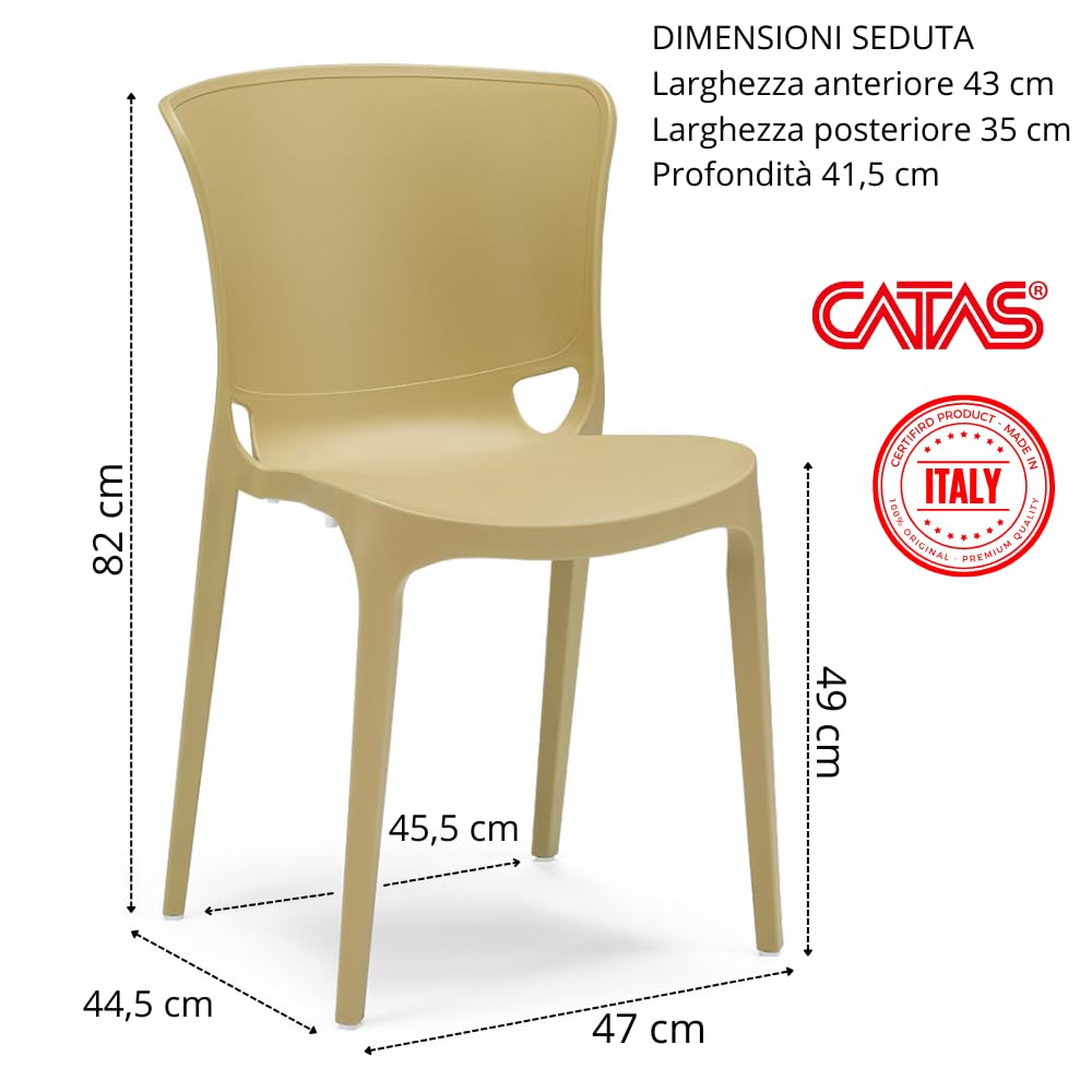 Set 4 sedie in polipropilene JUMBO, MADE IN ITALY, impilabile, resistente ai raggi UV, design moderno, ideale per sala da pranzo, cucina, sala d’attesa, bar, ristoranti o giardino (Senape, 4)