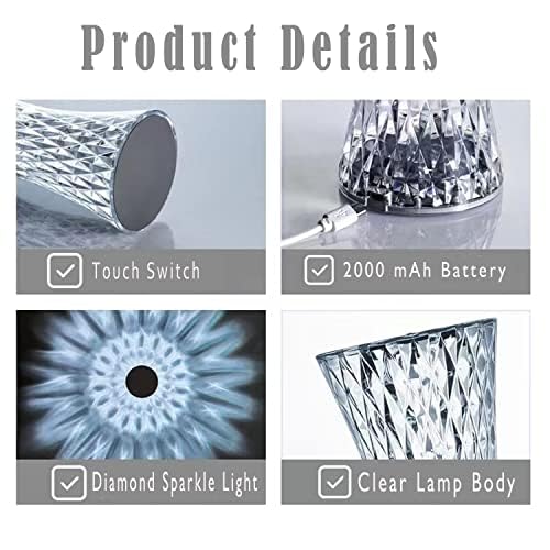 Yckeogln 16 Color Changing Crystal Table Lamp, USB Charging Acrylic Crystal Lamps, LED Night Light, Bedroom, Living Room - Image 4