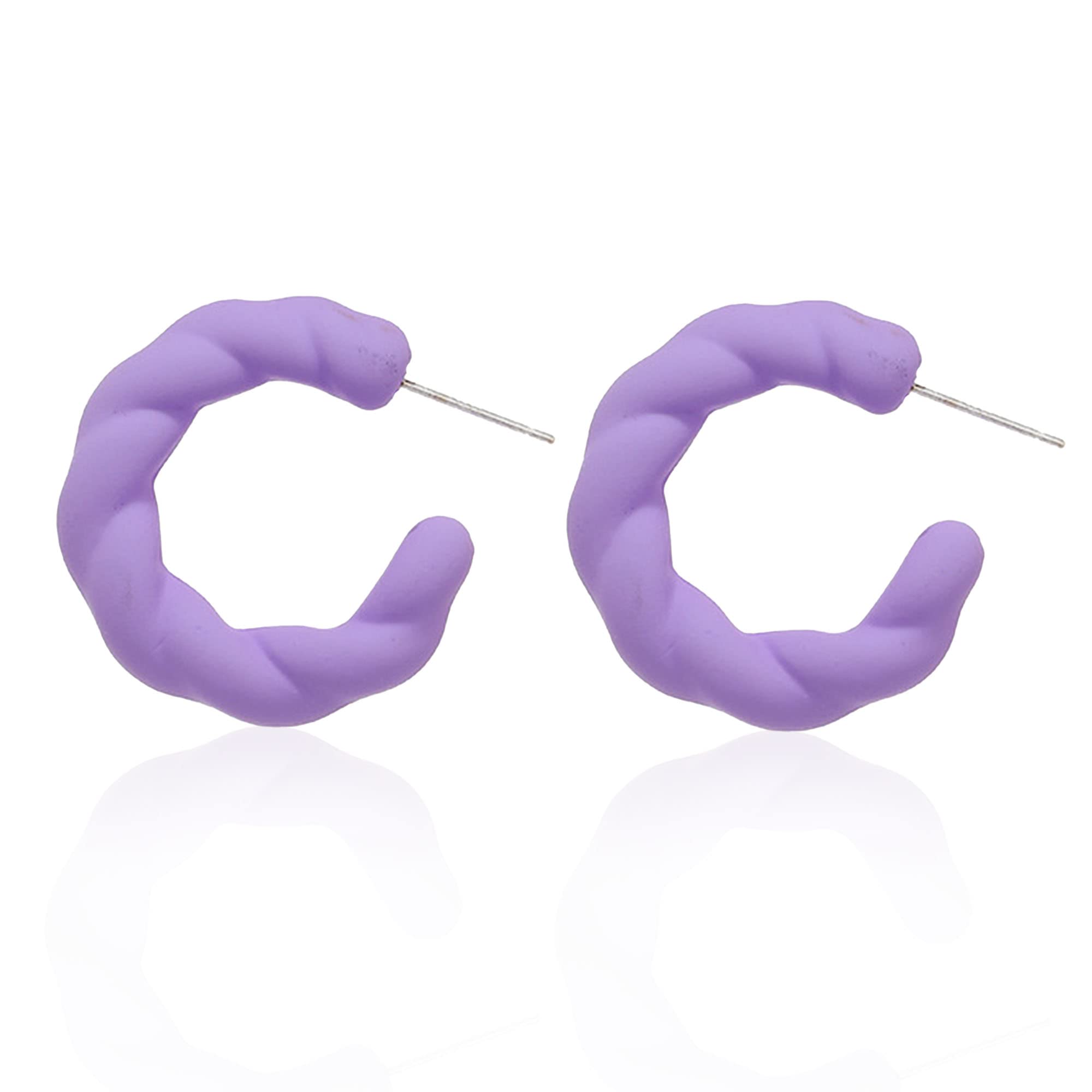 Just Follow Twisted Rope Round C Shape Acrylic Earrings Colorful Hoop Trendy Chunky Cute Candy Earrings Jewelry for Women
