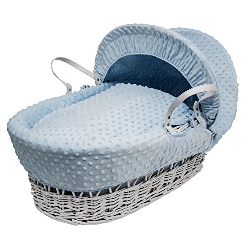 Kinder Valley - Cesta de mimbre color blanco, tela color azul Cover