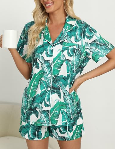 Image of ZMJ Pajamas for Women Set 2 Piece Pj Short Sets Bride Sleepwear Button Up