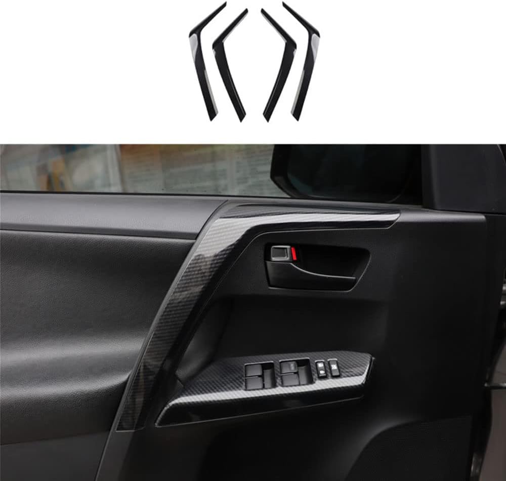 BOYUER for Toyota RAV4 2013-2018 4PCS Car Inner Door Armrest Handle Bowl Frame Cover Trim Interior Decoration Accessories (Carbon Fiber)