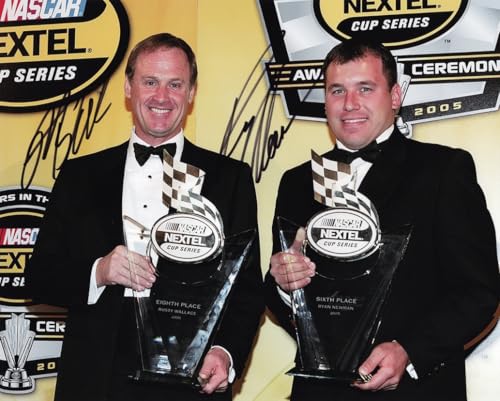2X AUTOGRAPHED Rusty Wallace & Ryan Newman 2005 NASCAR AWARDS CEREMONY (Penske Red Carpet) Dual Signed 8x10 Inch Picture NASCAR Glossy Photo with COA