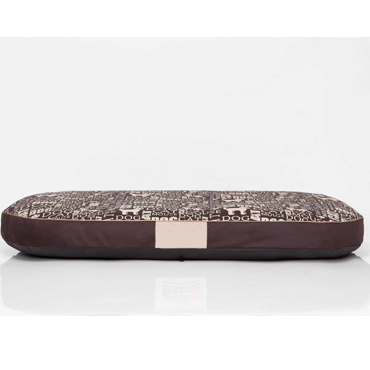 OVAL Hundematratze, Hundebett für Kleine, Mittlere, Große Hunde - Robustes, wasserdichtes Hundekissen, kuscheliges Schaum Tierbett, Outdoor & waschbar - 108x85x15cm Braun mit Muster