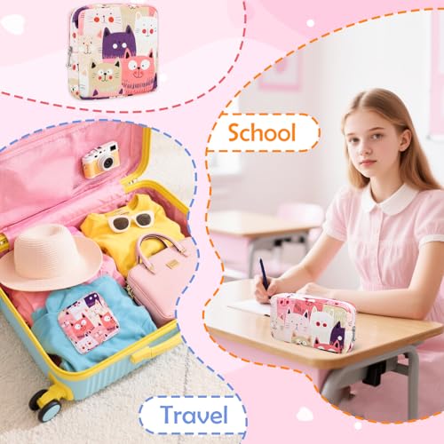 Image of 22 PCS First Period Starter Kit Gift for Teen Girls Period Bags for Teen Tweens Girls with Sanitary Pad Storage Bag, Wipes, Menstrual Tracker, Disposal Pouches and More (Cats)
