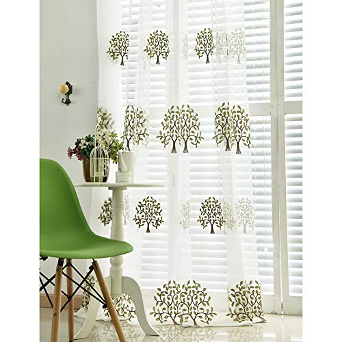 ZYY-Home curtain 2 Paneles Visillos Cortinas Arbol Patrón Transparent