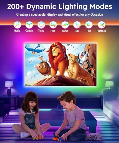 Image of MORIACC TV Led Lights 16.4ft, Led Backlight for 45-75 Inch TV, Music Sync Color Changing Led Strip with Bluetooth App & Remote, USB Powered Ambient Lighting for Bedroom Gaming Home Decor