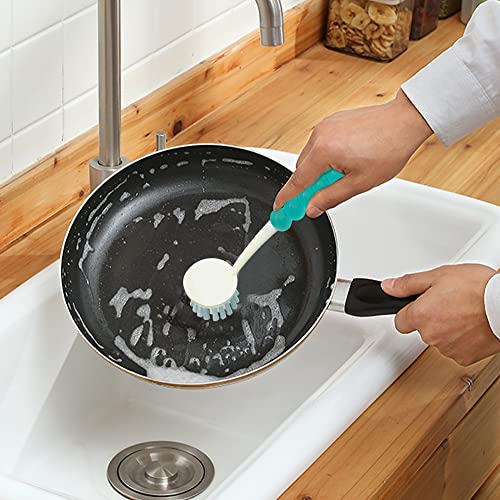 CN1ST 6 PCS Cleaning Brush, Scrub Brush Set for Kitchen and Bathroom Household Use with Various Brushes for Cleaning Dishes, Tiles, Corners and Floors Sky Blue - Thumbnail 2
