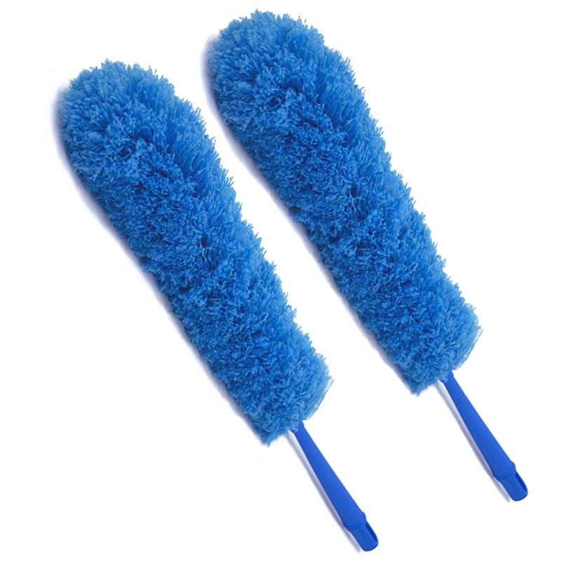 Lacot Microfiber Cleaning Duster with Handle, Feather Static Anti Magic - Pack of 2 pcs (Blue)