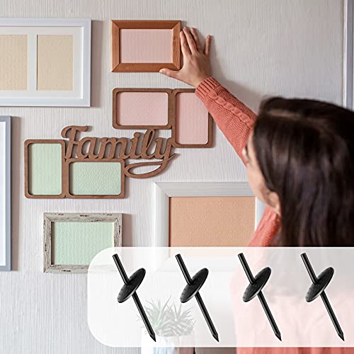 Image of 50 Pieces One Step Hangers Picture Hangers for Drywall Picture Hanging Nails Iron Alloy Photo Frame Hanger Kit for Wood Hardware Mounting (30Ib)