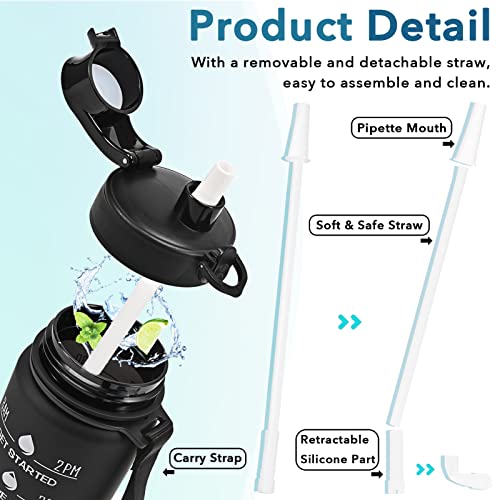Image of Enerbone 32 oz Water Bottle, Leakproof BPA & Toxic Free, Motivational Water Bottle with Times to Drink and Straw, Fitness Sports Water Bottle with Strap for Office, Gym, Outdoor Sports, Black Matte