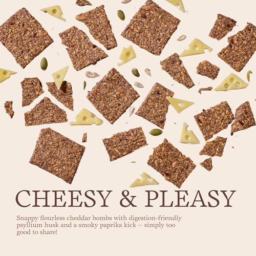 Image of The Cinnamon Kitchen Cheddar Nut & Seed Crackers (100g) |Gluten-Free Organic Crackers | Baked Not Fried | PCOS Diet Friendly | Protien 25g /100g |Healthy Crunchy Snack |Gluten Free |No Maida |No Dairy