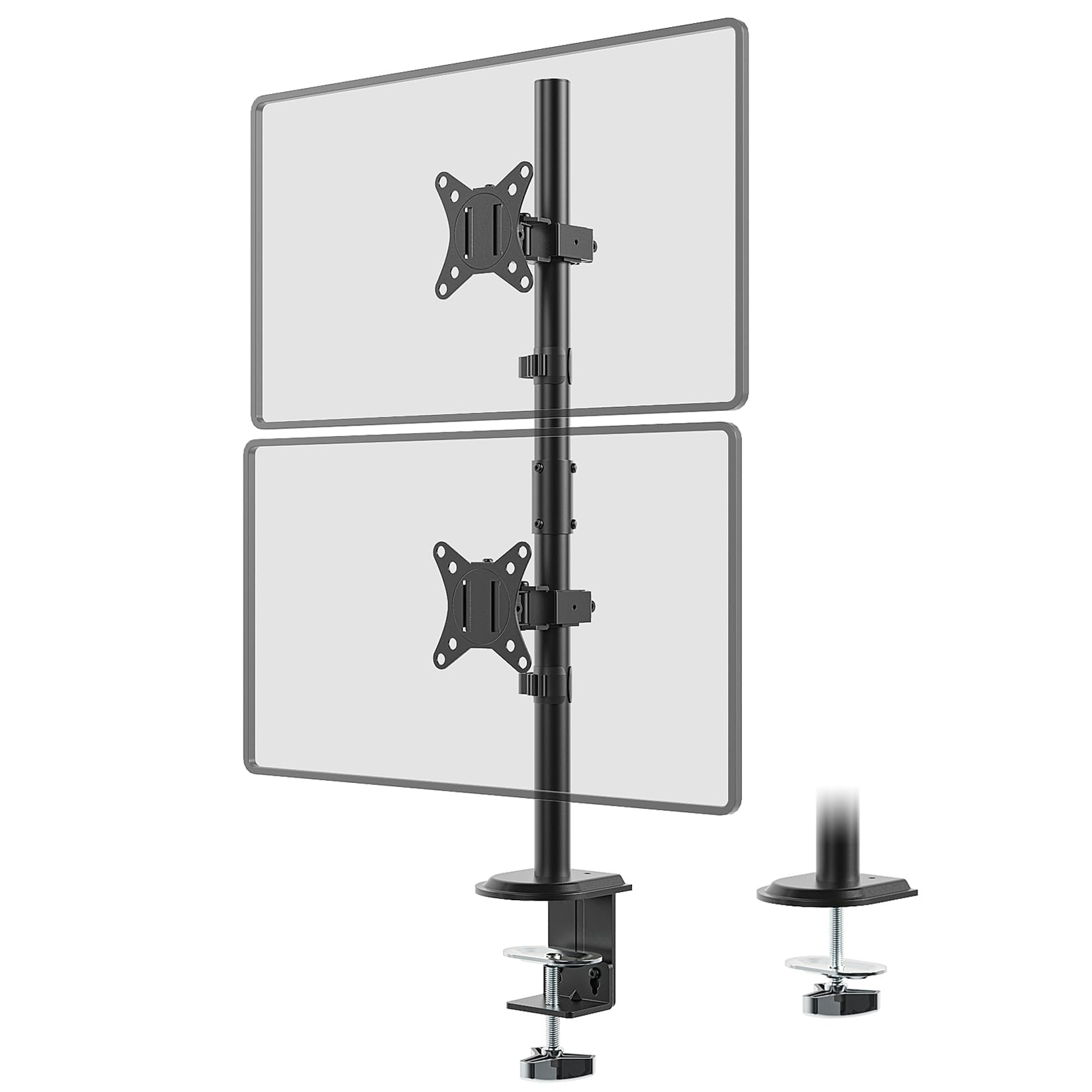 PUTORSEN Support Ecran PC 2 Ecran pour Moniteurs 17-32 Pouces, Poteau Vertical 80 cm, Charge 9 kg par Bras, Pivotant Inclinaison, VESA 75/100mm