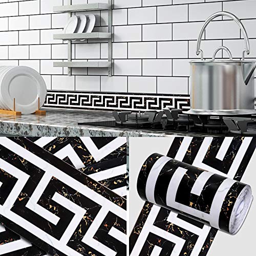 Soyizom SY-WPB/MARBLE01 Pvc Wallpaper Border Modern Geometric Wall Covering Borders Sticker Peel And Stick Wall Border Backsplash Self-Adhesive Border Decortaive Tile Stickers Kitchen Cabinet Toilet Border thumb #2