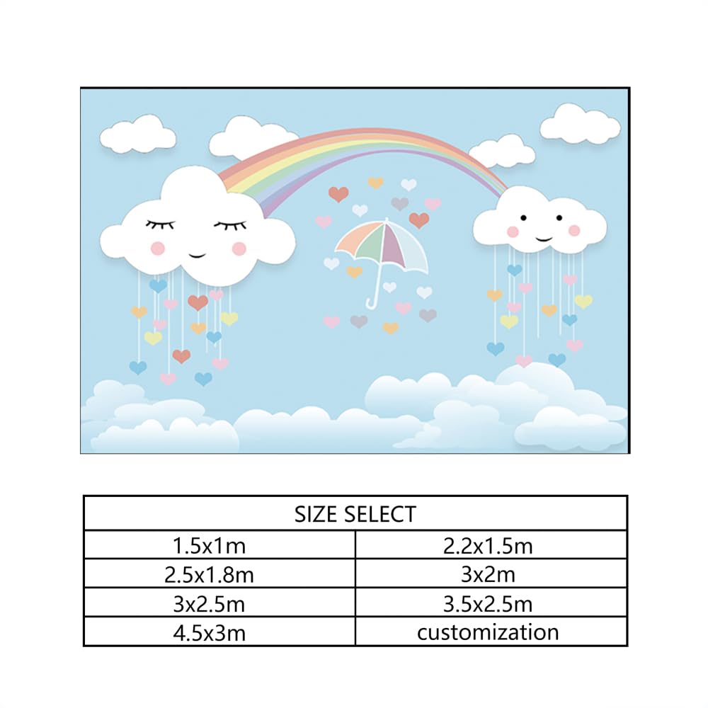 YongFoto Fondale Fotografico In Vinile 1,5x1m - Giardino Incantevole Con Arcobaleno E Cartoon Fiori, Sfondo Per Festa Bambini E Studio