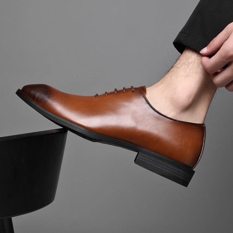 Ahico Men's Dress Shoes Business Formal Leather Lace-Up Office Oxford Shoes, Comfortable Derby Shoes for Men - Image 3