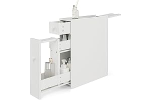 Tangkula Free Standing Slim Storage Cabinet with Slide Out Drawers for Toilet Paper