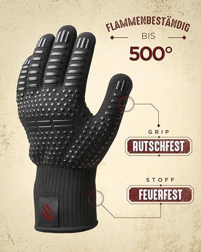 HORUS 23® Grill Zubehör - Grillbesteck Set Edelstahl mit Tasche & Handschuh – Ansicht 4