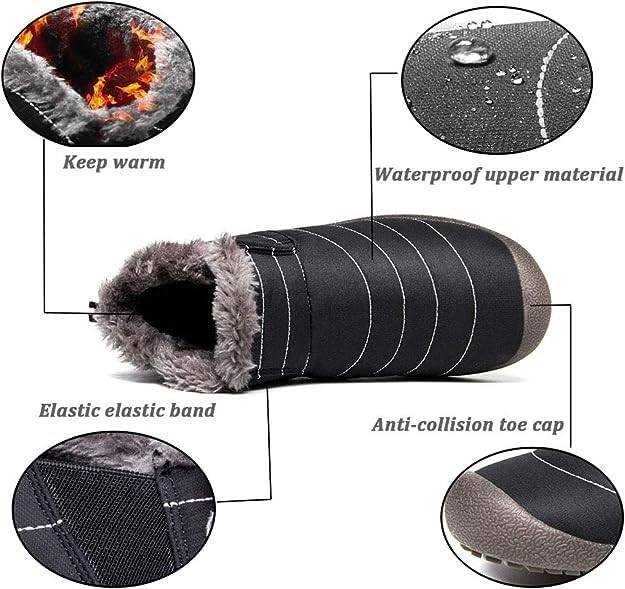 Image of Eagsouni Womens Mens Snow Boots Winter Slip On Shoes | Unisex Warm Fur Lined Slip-On House Shoes,Rubber Sole,Anti Slip,Water Resistant,Comfortable,Indoor Outdoor Daily Walking