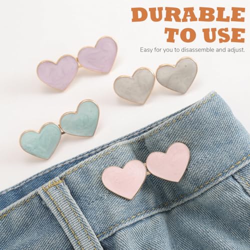 Image of SANNIDHI 8pcs Jeans Tightening Clips, Heart Shape Adjustable Waist Knots for Jeans Adjustable Pins for Women, Too Loose Pant Waist Tighteners Tighten Buckle Clip Decoration Accessories, No Sewing