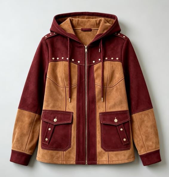 Drymnoc Casual Jackets For Women Trendy Long Hooded Patchwork Zip Up Jacket - image 3