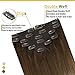 Sunny Balayage Hair Extensions Clip in Human 16 inch Clip in Hair Extensions Ombre Blonde Clip in Extensions Dark Brown to Light Brown and Medium Blonde 7pcs/120 gram